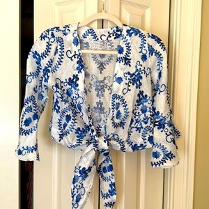 Luisa Positano- Iconic brand Made in Italy - linen blouse with bell sleeves